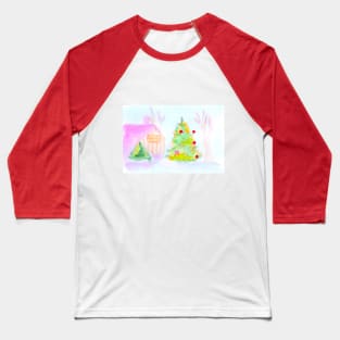 christmas landscape, christmas, winter, new year, holiday, festive, landscape, architecture, watercolor, design, art, painting, color Baseball T-Shirt